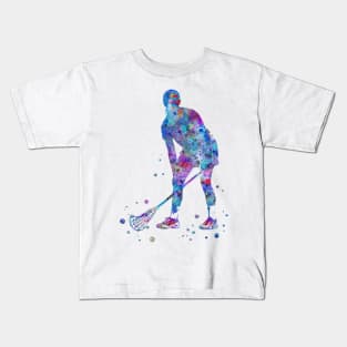 Lacrosse Player Girl Kids T-Shirt